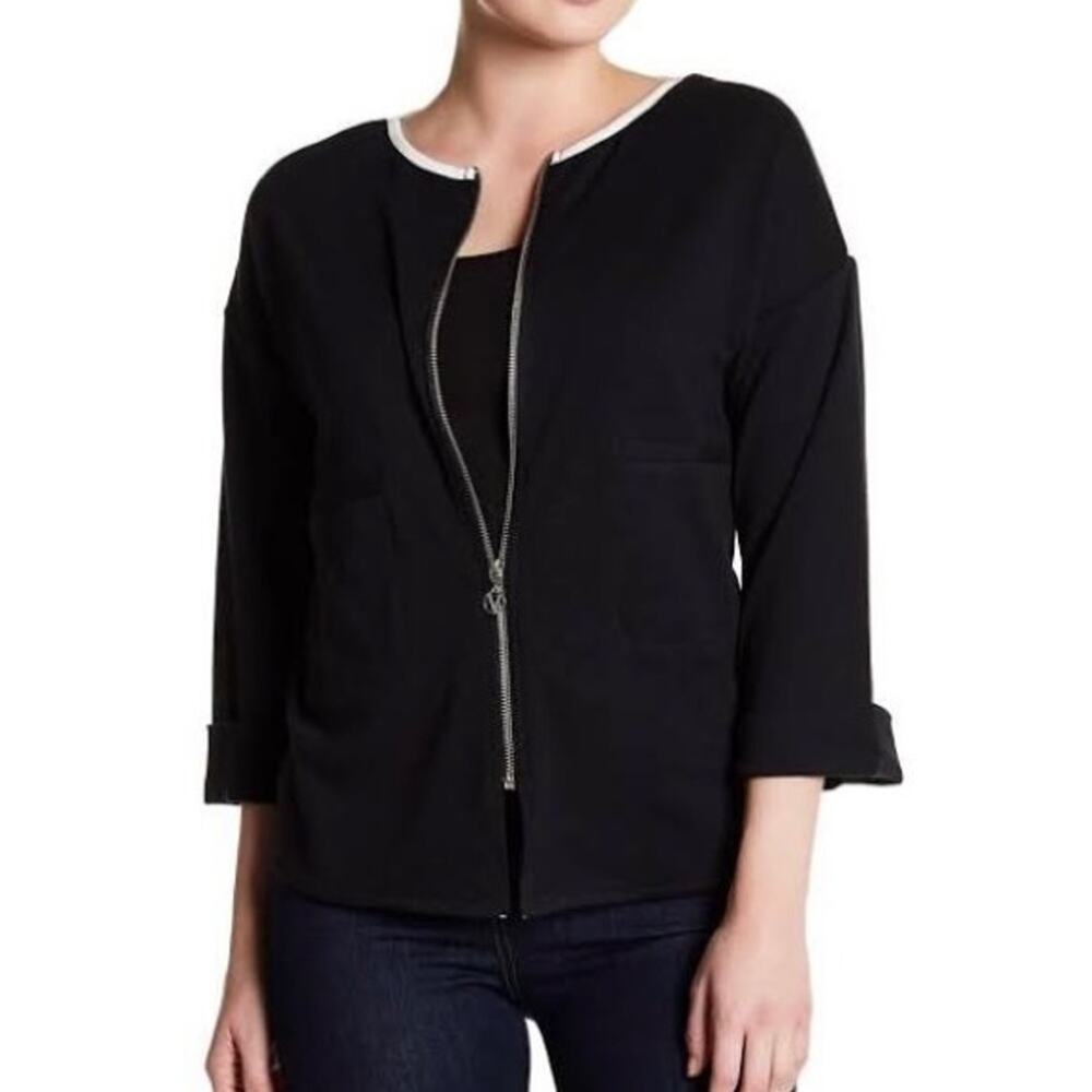 Joan Vass Zip Jacket Pitch Black Size 3 (Women's XL) NEW